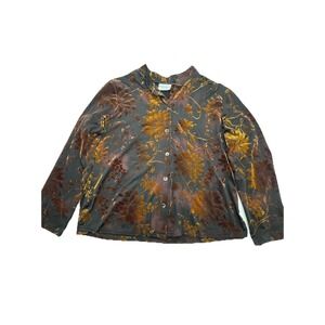 Jaclyn Smith Classic Floral X-Large Polyester Velvet Long Sleeve Blouse Tie Dye
